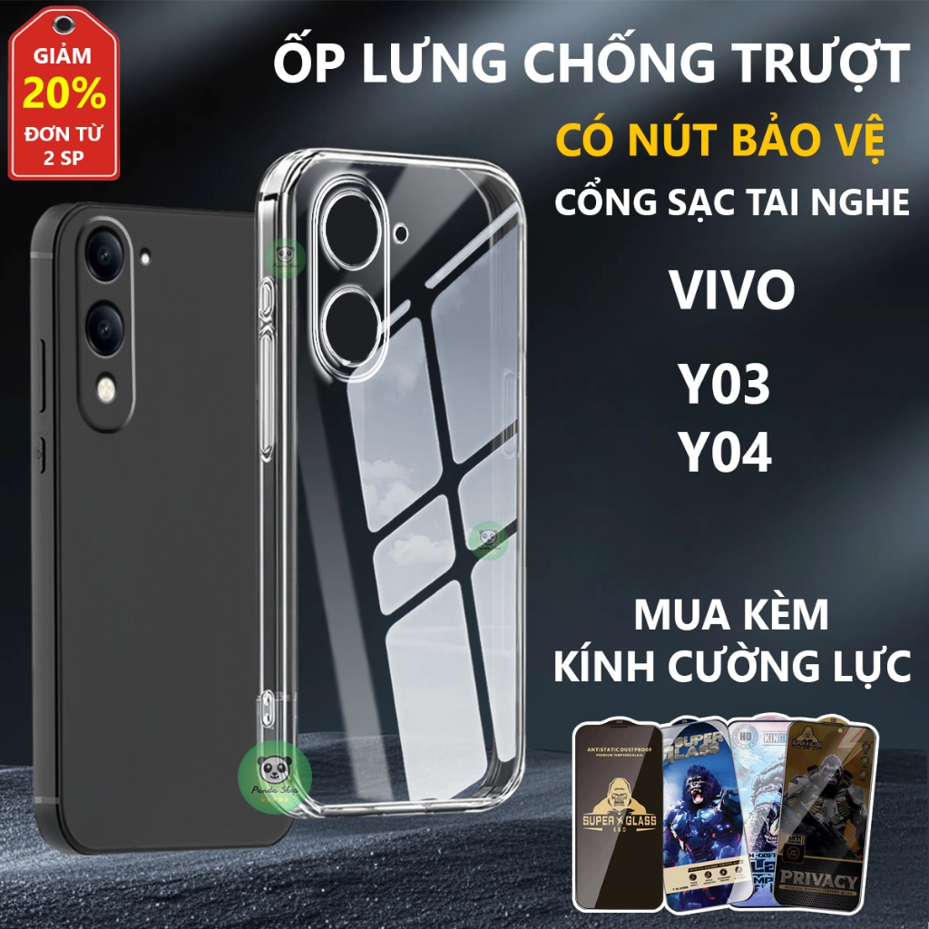 เคสใส Vivo Y03 /Y04 กันลื่น ป้องกันพอร์ตชาร์จ - Panda