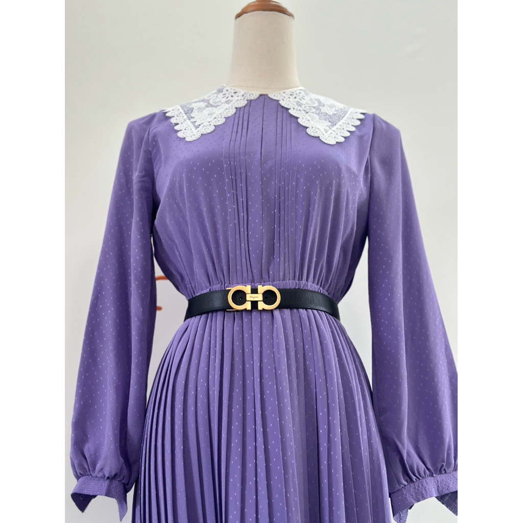 Cocomilan - เดรสไหมพรมคอปกลูกไม้สีขาว ไซส์ 9 ญี่ปุ่น Si 2 มือ