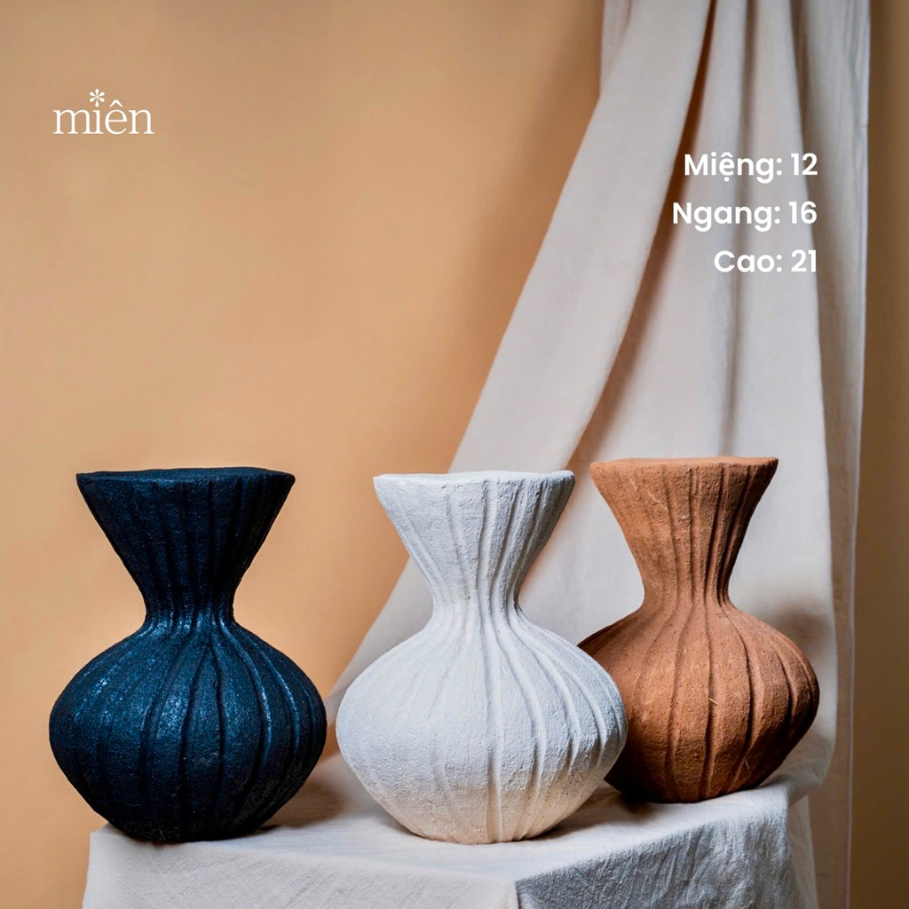 [Mien] เซรามิคดินเผา Bau Truc แจกันดอกไม้ ตกแต่งทํามือ 3 สี