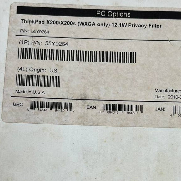 Lenovo 12" 55Y9264 ตัวกรองความเป็นส่วนตัวสําหรับ X200 X200S โดย 3M 10 1/2" W, 6 3/8" H 12" D