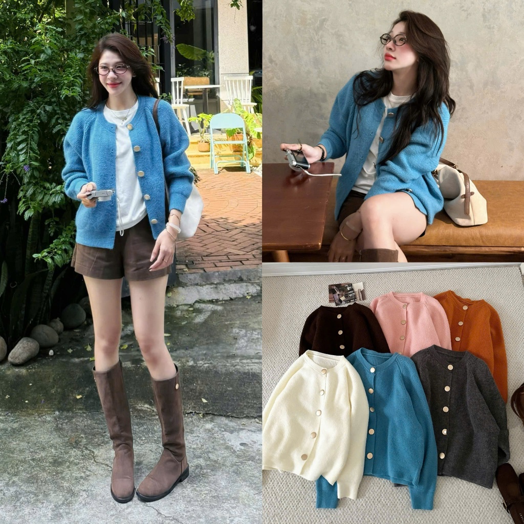 (OLDSCHOOL PHOTO) คาร์ดิแกนกระดุมหนา QC3539 NABI CARDIGAN