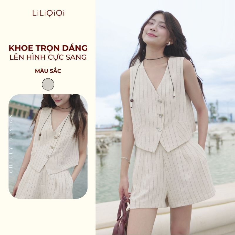 Set เสื้อ jile ลายผสมกางเกงขาสั้นสําหรับผู้หญิงดีไซน์อ่อนเยาว์สําหรับออกนอกบ้าน LiLiQi by LeeGi - AQ