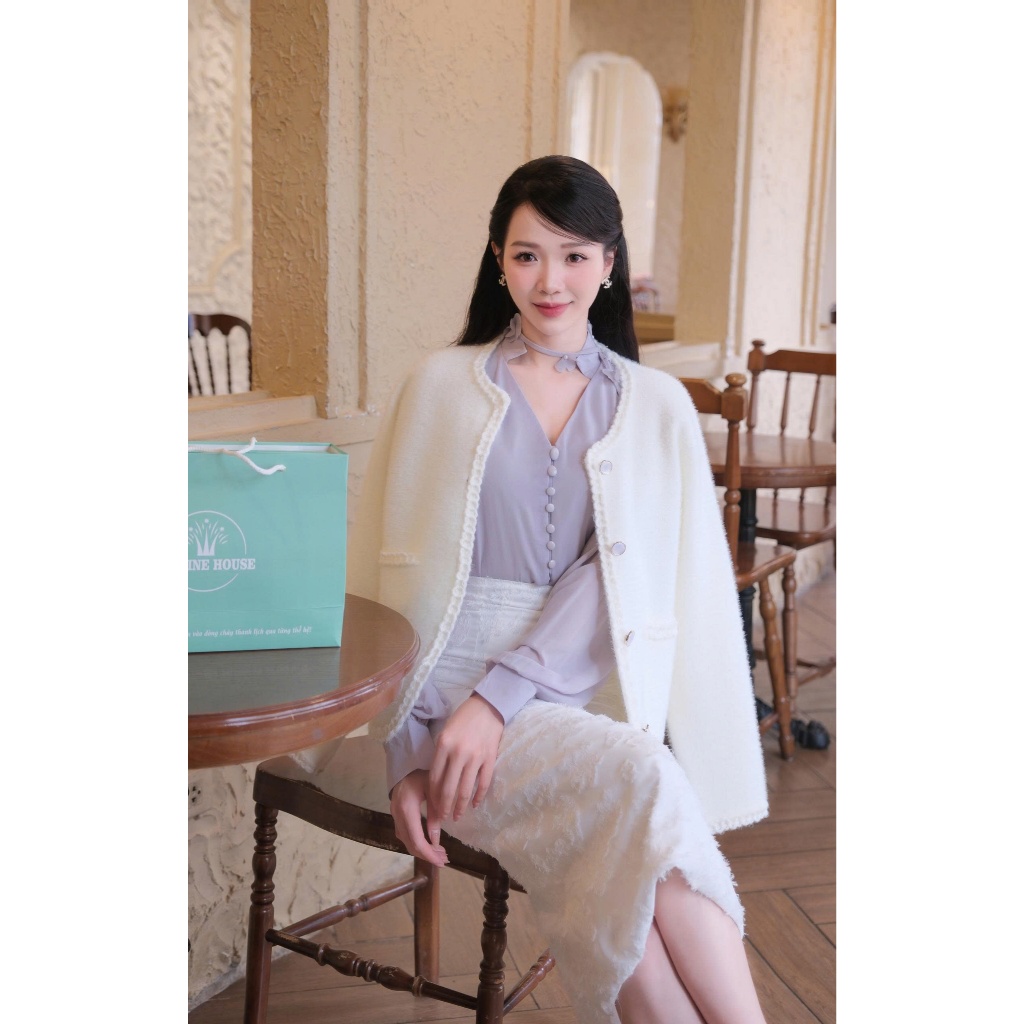 ADELINE HOUSE-Blossom สีขาว - MIDI& Peony Lilac Blouse TK138+129/130+142