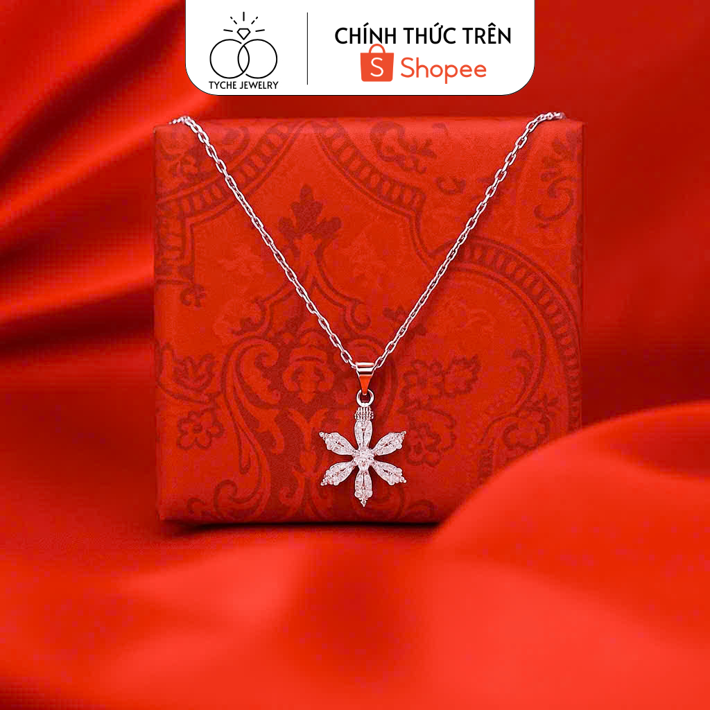 สร้อยคอเกล็ดหิมะเงินดอกทานตะวัน Tyche สร้อยคอผู้หญิงเงินแท้ 925 พร้อมหินประกาย TYCHE JEWELRY
