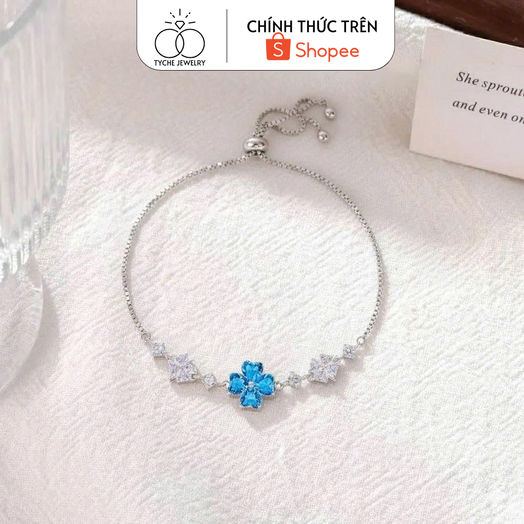 Tyche Blue Sky สร้อยข้อมือเงินหินธรรมชาติผสมเครื่องประดับ Tyche ประณีต
