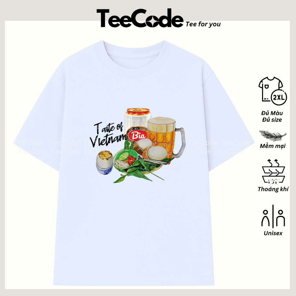 เสื้อยืดเวียดนาม Cuisine Balut Duck Beer Taste of Vietnam Loose Format Men Women Local Brand Teecode