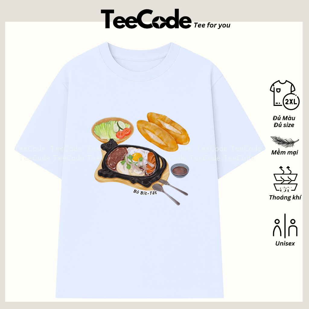 เสื้อยืดเวียดนาม Bit-Tet Food Taste of Vietnam Loose Form Men and Women Local Brand Teecode