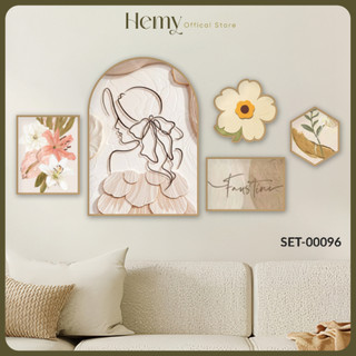 Set 5 Tranh Decor Cô Gái Hiện Đại, Trang Trí Phòng Khách, Phòng Ngủ, Fomex 5mm Tặng Keo Dán - Hemy Decor