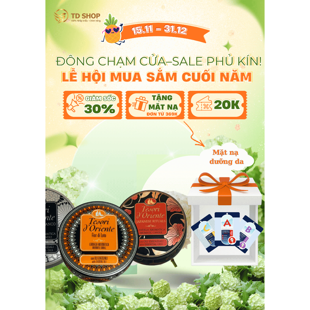 [นําเข้าอิตาลี] Tesori dOriente พร้อมน้ํามันหอมระเหย รุ่นมินิ 109g -TD Shop