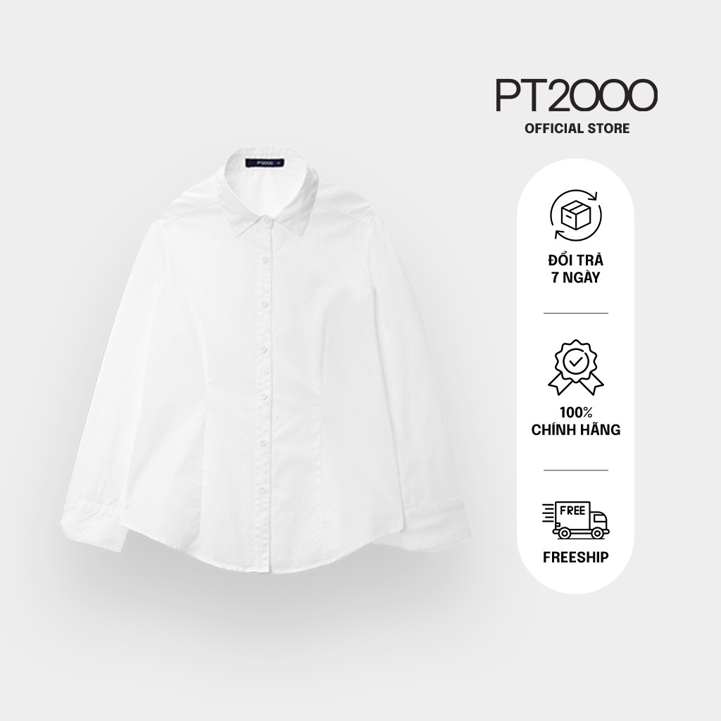 เสื้อเชิ้ตผู้หญิง PT2000 แขนยาวธรรมดา ผ้าคอตตอน 100% เท่ๆ แบบ Regular (SMN-V468)