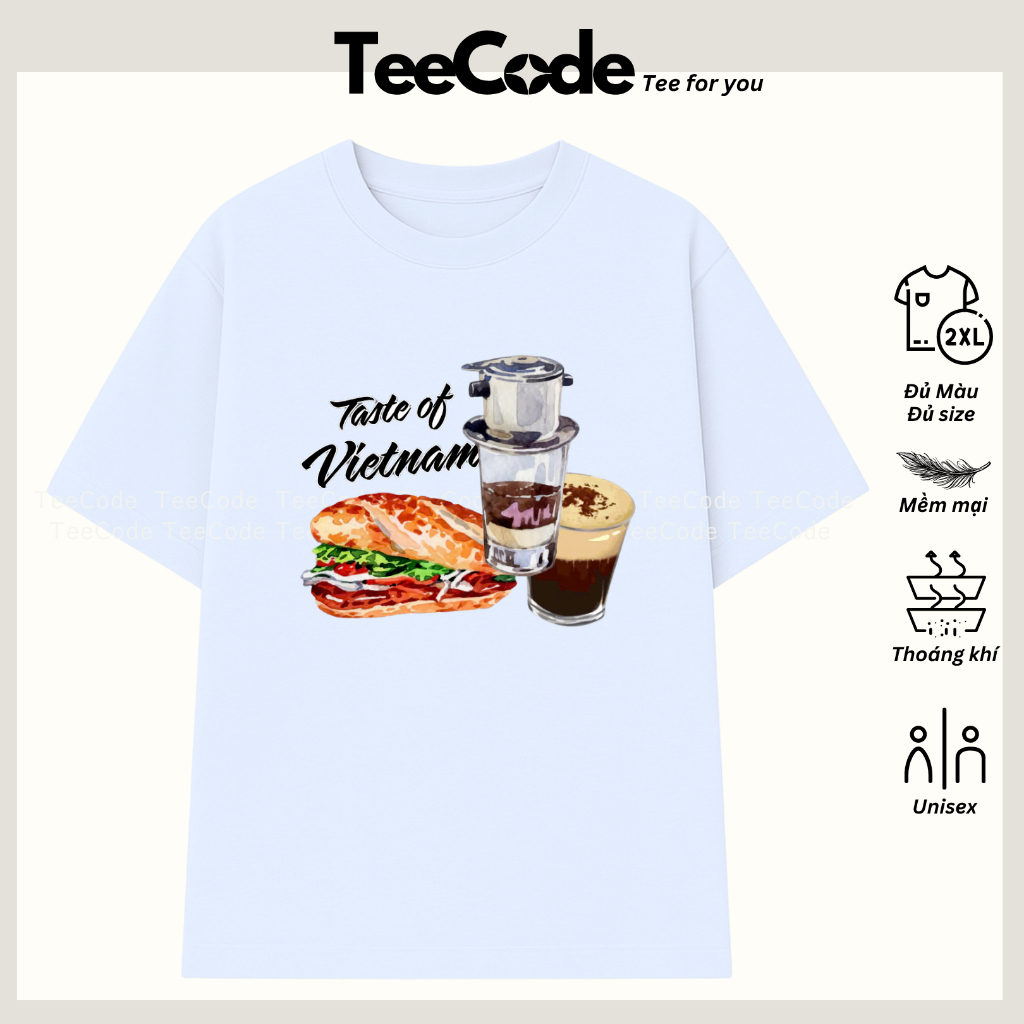 เสื้อยืดเวียดนาม Cuisine Bread Coffee Milk Iced Taste of Vietnam Loose Form Men Women Local Brand Te