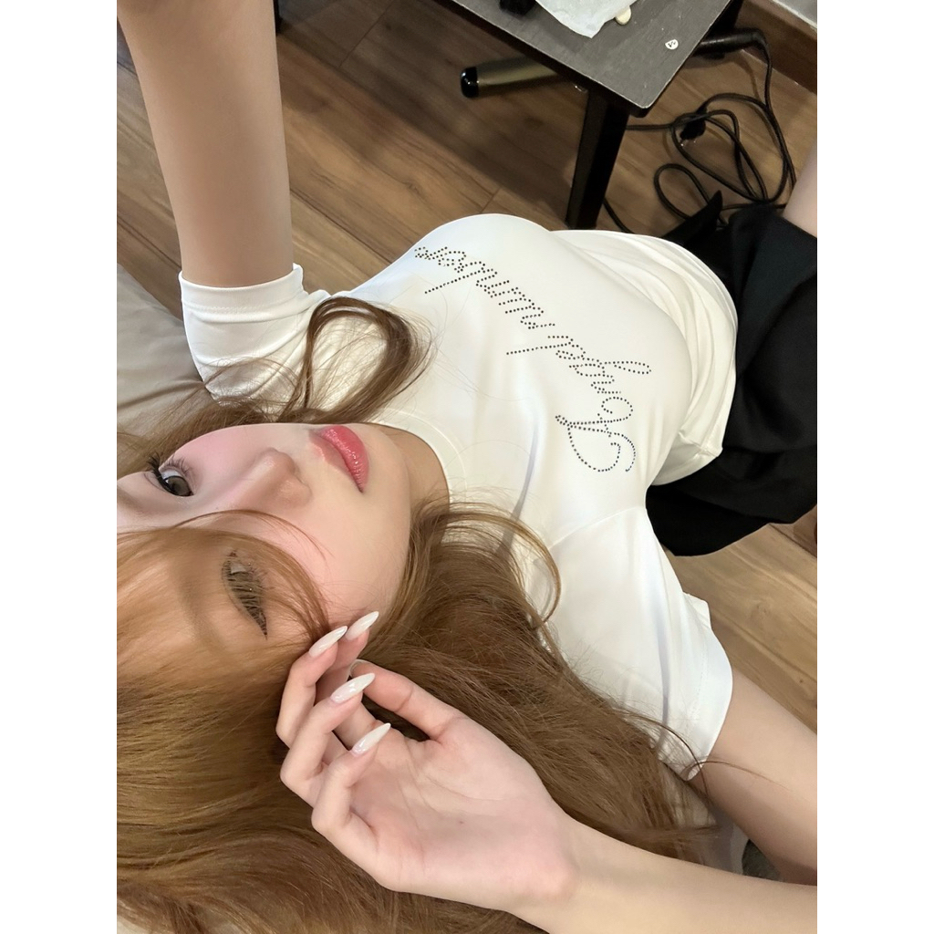 Miss Cherine Angel Number เสื้อ babytee rhinestone