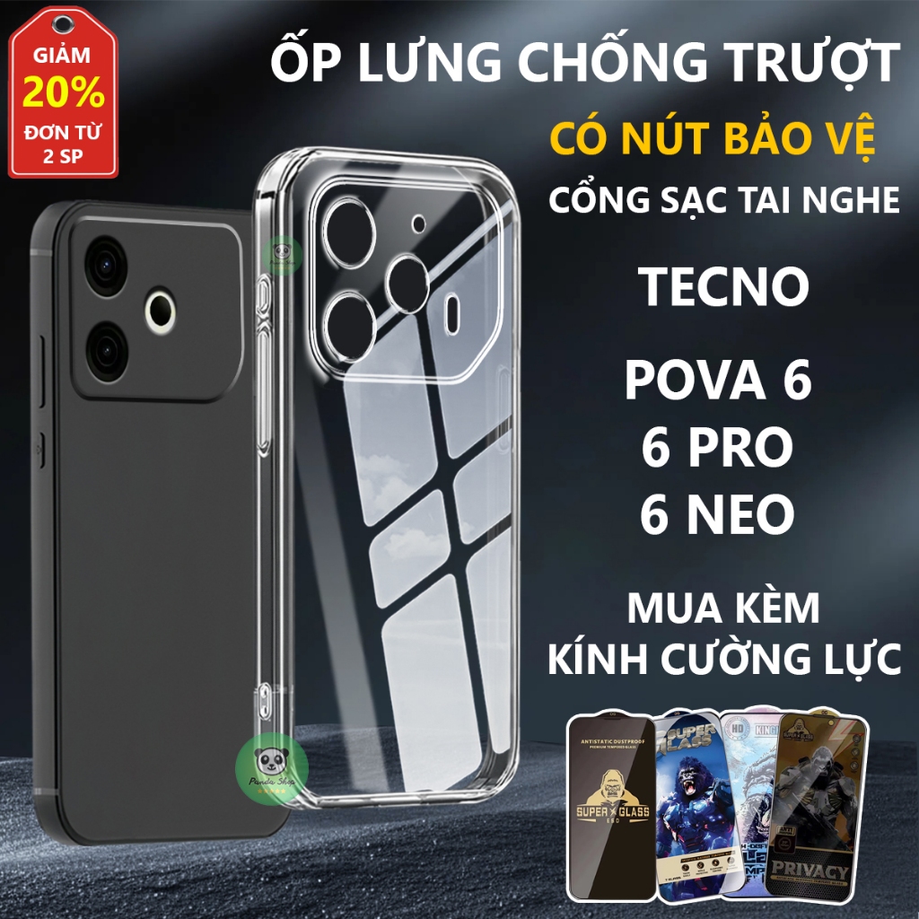 เคสใส Tecno Pova 6/ 6 Pro/ 6 Neo กันลื่น ป้องกันพอร์ตชาร์จ - Panda