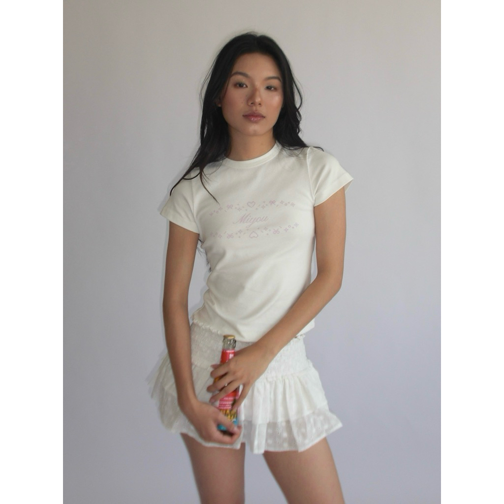 HEART PISEL TEE - เสื้อยืดผ้าฝ้าย Miyou Pixel