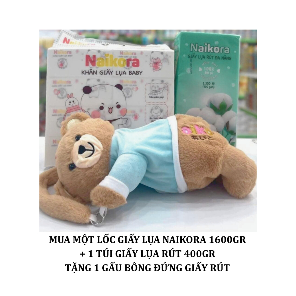 กระดาษทิชชู่ Nikora นุ่มพรีเมี่ยม 1600gr (8 ถุง)/400gr (1300 แผ่น)