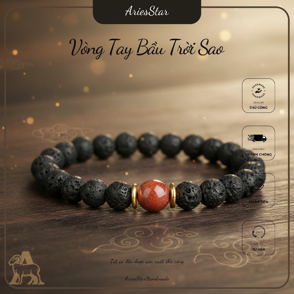 AriesStar Volcanic Stone Bracelet – Handmade Unisex