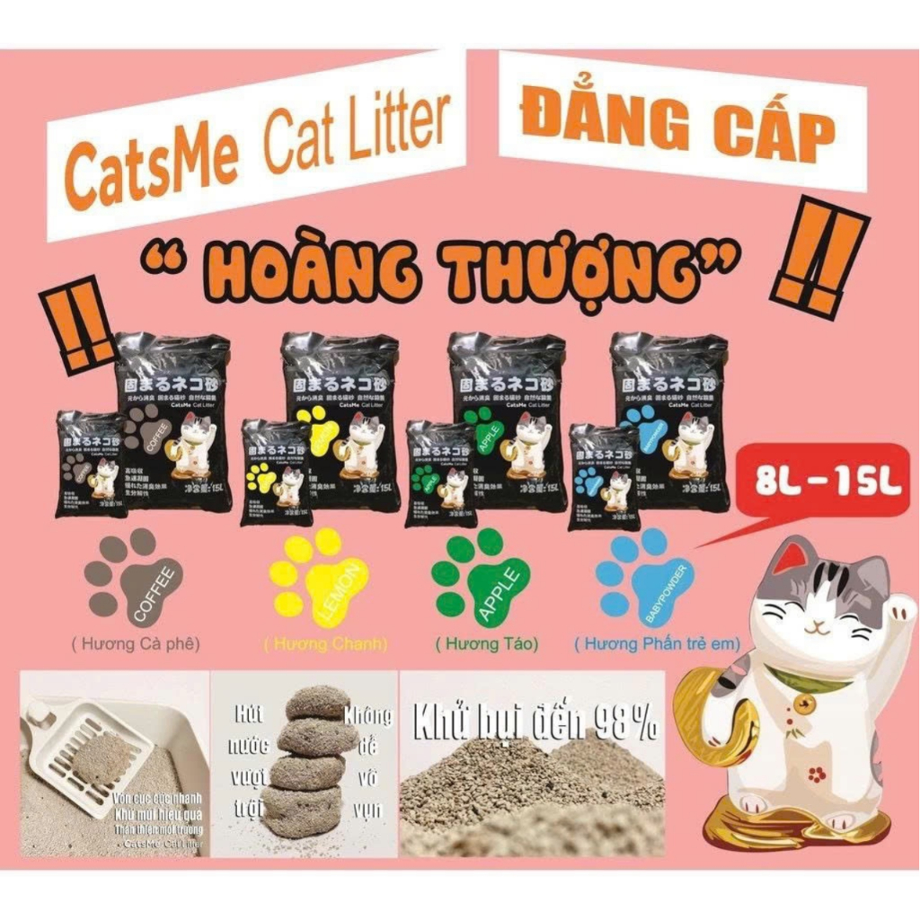 Catsme Cat Bentonite Clay Clumping Low Dust Safe Odor Eliminator - ถุง 8 ลิตร