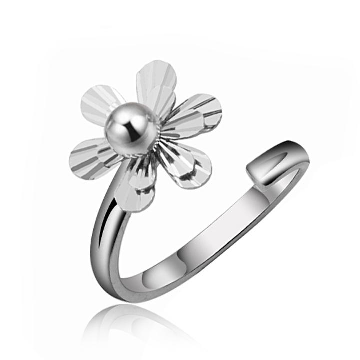 NX007 แหวนผู้หญิงสแตนเลสฟรีไซส์หน้ารูปดอกไม้