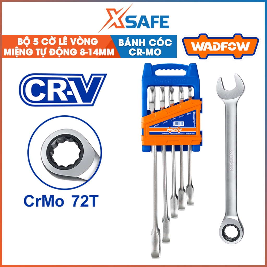 ชุดประแจแหวนอัตโนมัติ 5 ชิ้น 8-14mm WADFOW WSP4205 ก๊อก Cr-Mo ขนาด 8-14mm หัวหมุนได้ 180
