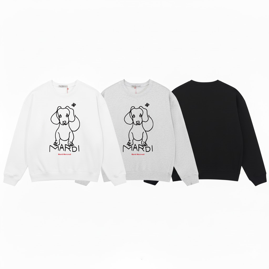 เสื้อกันหนาว Mardi Mercred พิมพ์ลายลูกสุนัขน้อย เสื้อกันหนาวผู้ชายและผู้หญิง Unisex ทําจากผ้าสักหลาด