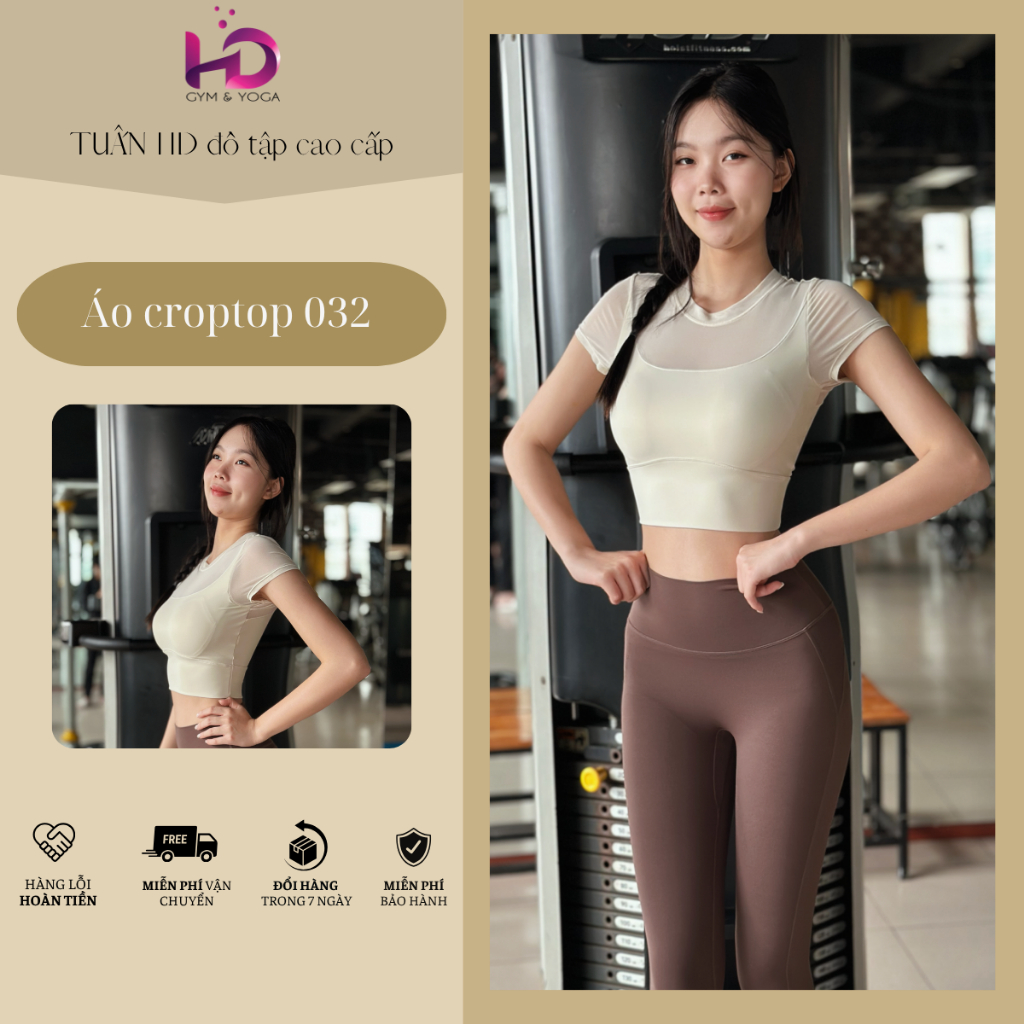 TUAN HD 032 เสื้อยืดผู้หญิง Poly Gym - ฝาครอบตาข่าย Over Breathable Bra