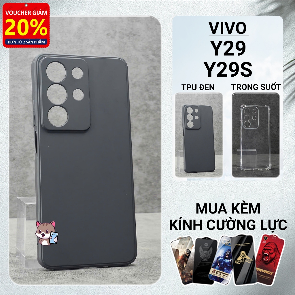 Vivo Y29, Y29s Meocase เคส tpu สีดําล้วน | เคสโทรศัพท์แบบยืดหยุ่น วิฟ ให้การป้องกันกล้องโทรศัพท์ที่ค