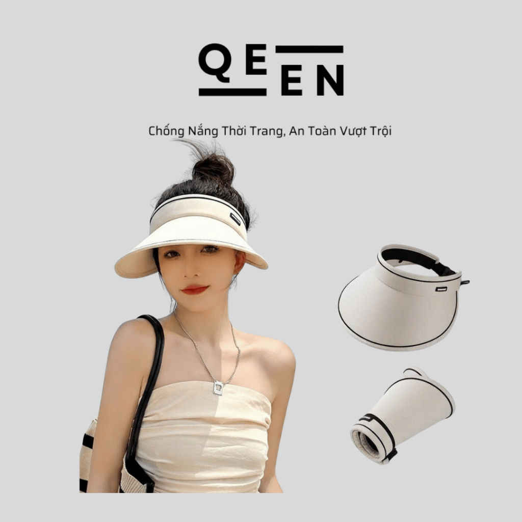 หมวกกันแดดครึ่งหัว QEEN แฟชั่นสะดวกและหรูหรา