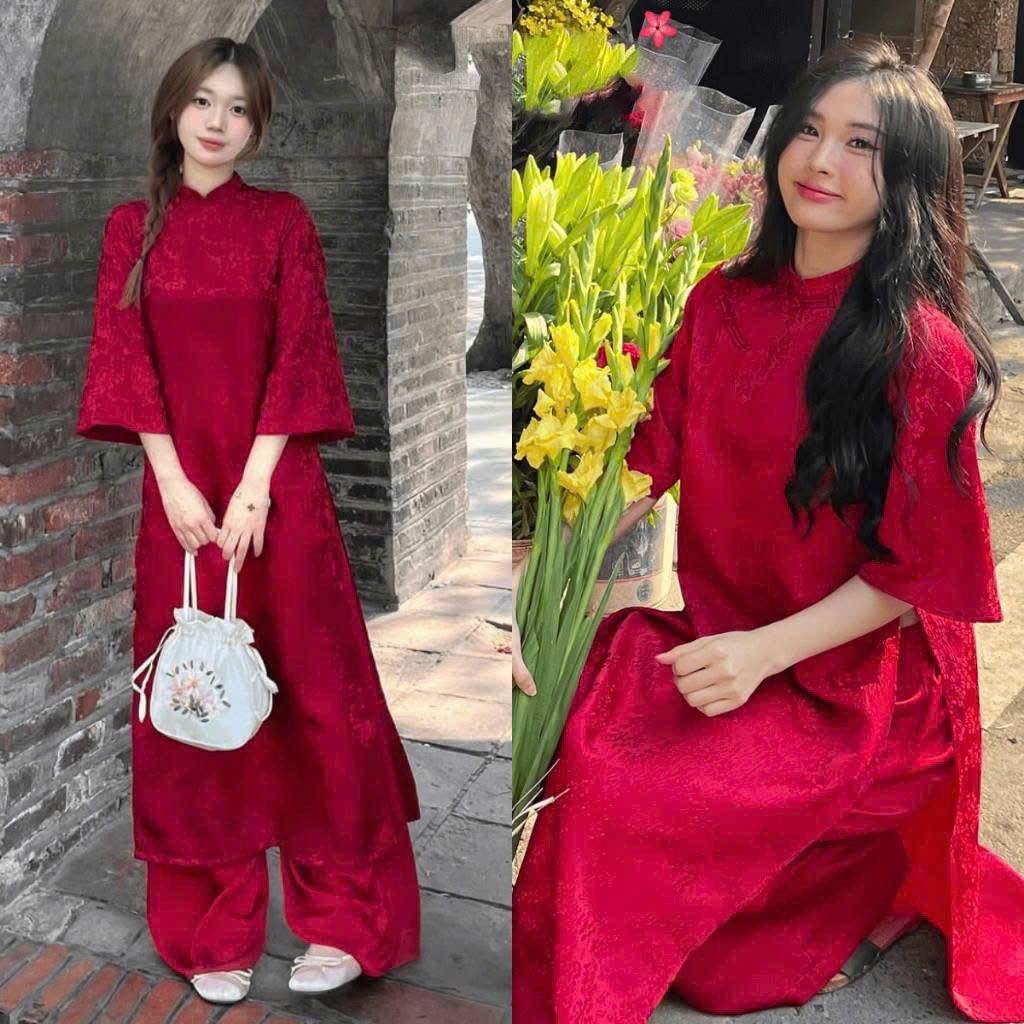 SA Milky Way Ao Dai พร้อมคอปกสูง แขนหลวม 2 ด้าน สวยสําหรับ Tet