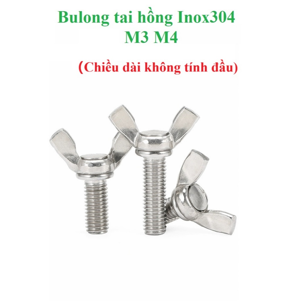 (INOX304) 5 ชิ้น M3,M4 สลักเกลียวหูสีชมพูหูมังกร