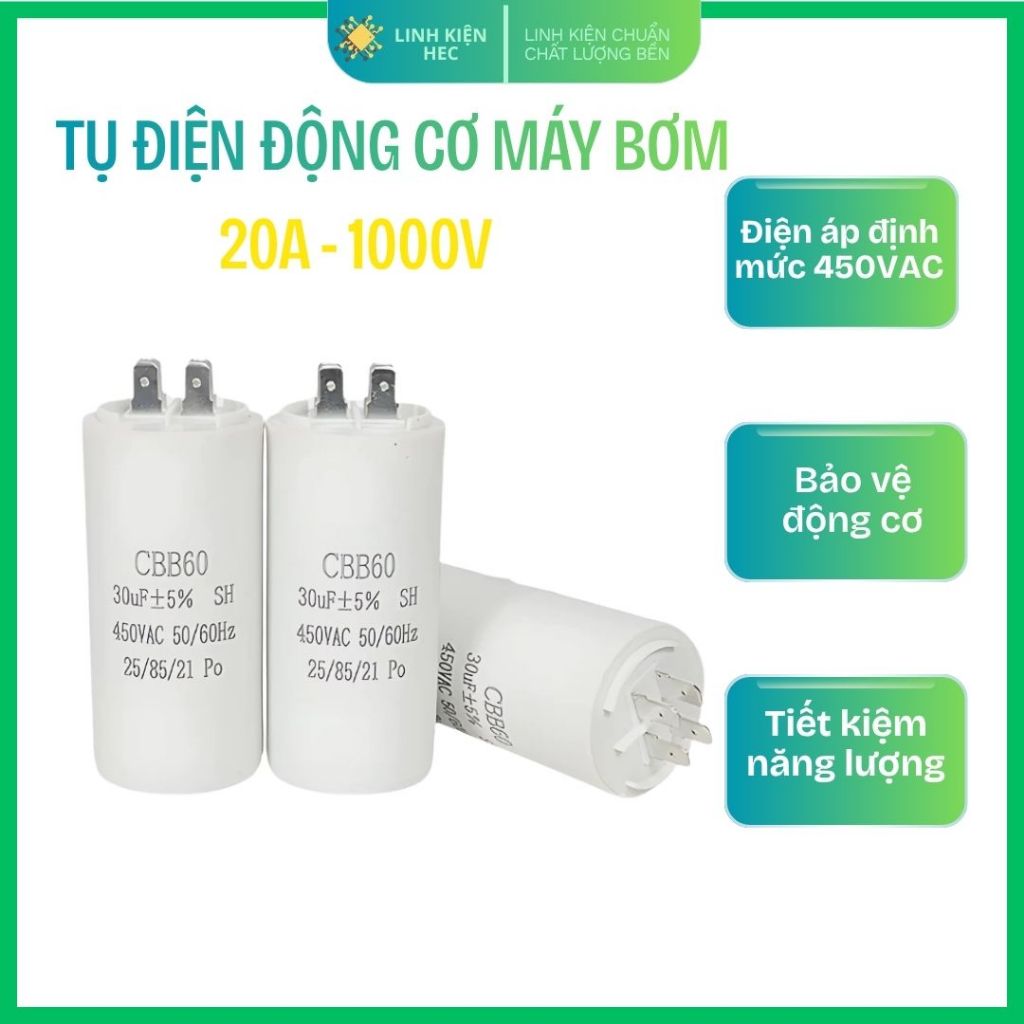 ตัวเก็บประจุมอเตอร์ปั๊มน้ําเฉพาะของแท้ CBB60 4uF-40uF 450V linhkienhec.