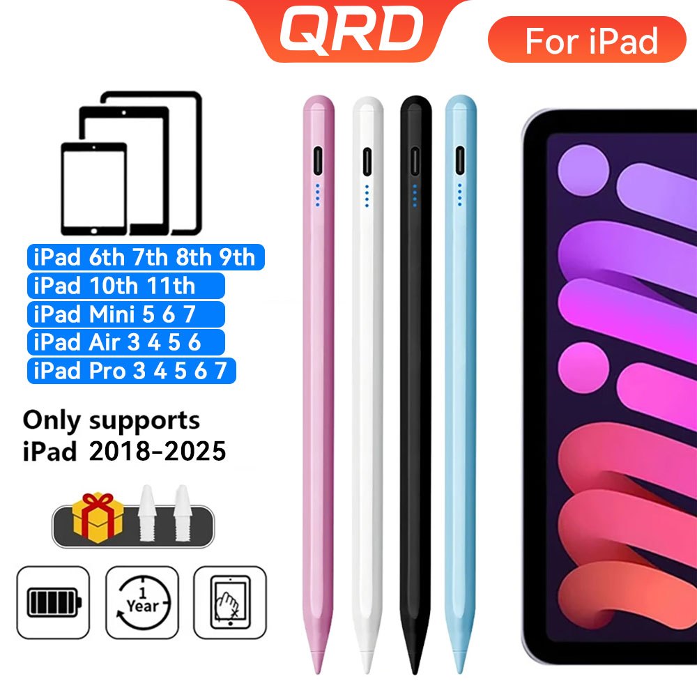 ปากกาสไตลัส QRD สําหรับ iPad (2018-2025) สําหรับ iPad 11/10/9/8/7/6th Gen, Air 7/6/5/4/3/M3/M2, Pro 
