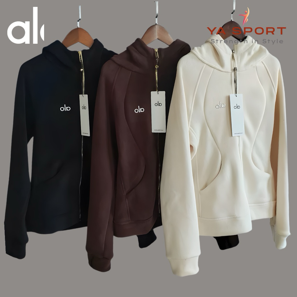 REAL PHOTOS AL0 เสื้อแจ็คเก็ตผ้าฟลีซ Made in America YS273A | คุณภาพสูง สักหลาดหนา โลโก้ อัล0 หรูหรา