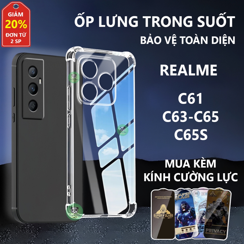 เคส Realme C65s/ C65/ C63/ C61 กันกระแทก โปร่งใส ซิลิคอน กันกล้อง-Panda