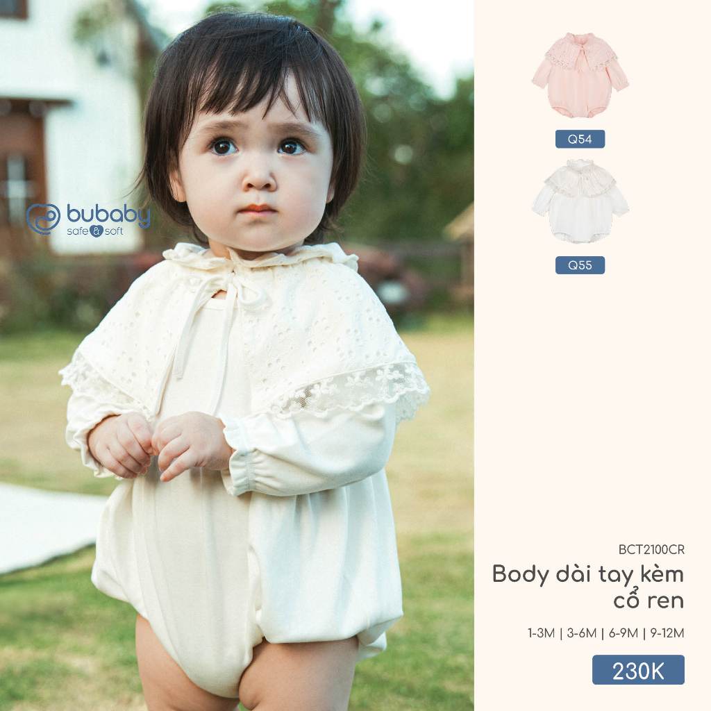 [BUBABY] (1M-12M) บอดี้สูทแขนยาวคอปกลูกไม้ - BCT2100CR