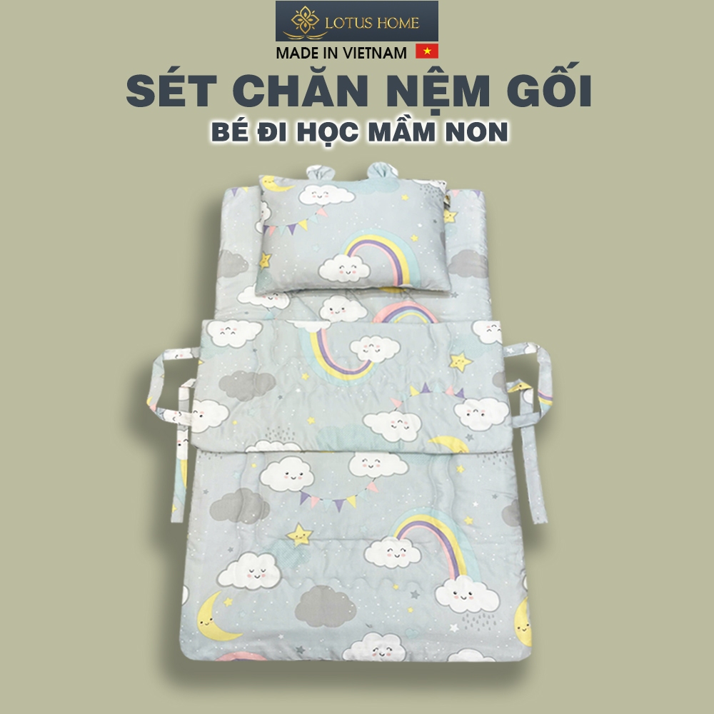 LOTUS ชุดเครื่องนอนและหมอน Topper สําหรับเด็กนักเรียนนุ่มและเย็น Tencel ลาย้เหนียว ผ้าไหมพร้อมถุงเก็