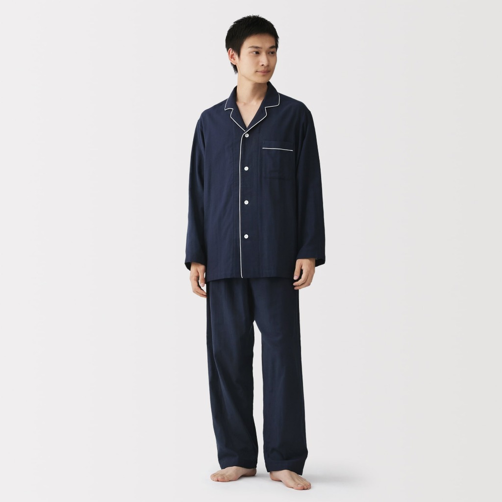[ใหม่] MUJI Side Seamless Double Gauze Long Sleeve Pyjamas Set - Men