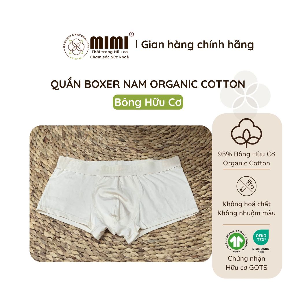 Organic Cotton MIMI ORGANIC Mens Trunk/Boxer ชุดชั้นใน, Combin Organic Cotton, เย็น, ต้านเชื้อแบคทีเ