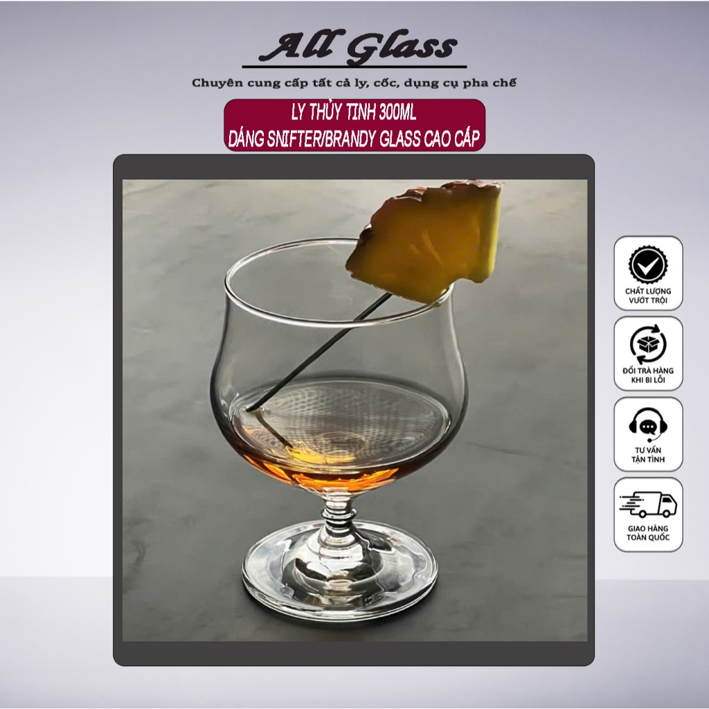 Snifter Glass Cocktail Cup 300ml – Cognac/Brandy Luxury High Base Cup