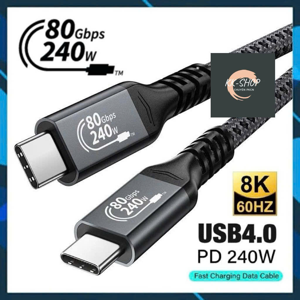 80gbps | 40Gbps | Type C Thunderbolt 3 4 5 USB4 สายชาร์จเร็ว 240W 40Gbps 60hz การส่งข้อมูลภาพ 144Hz