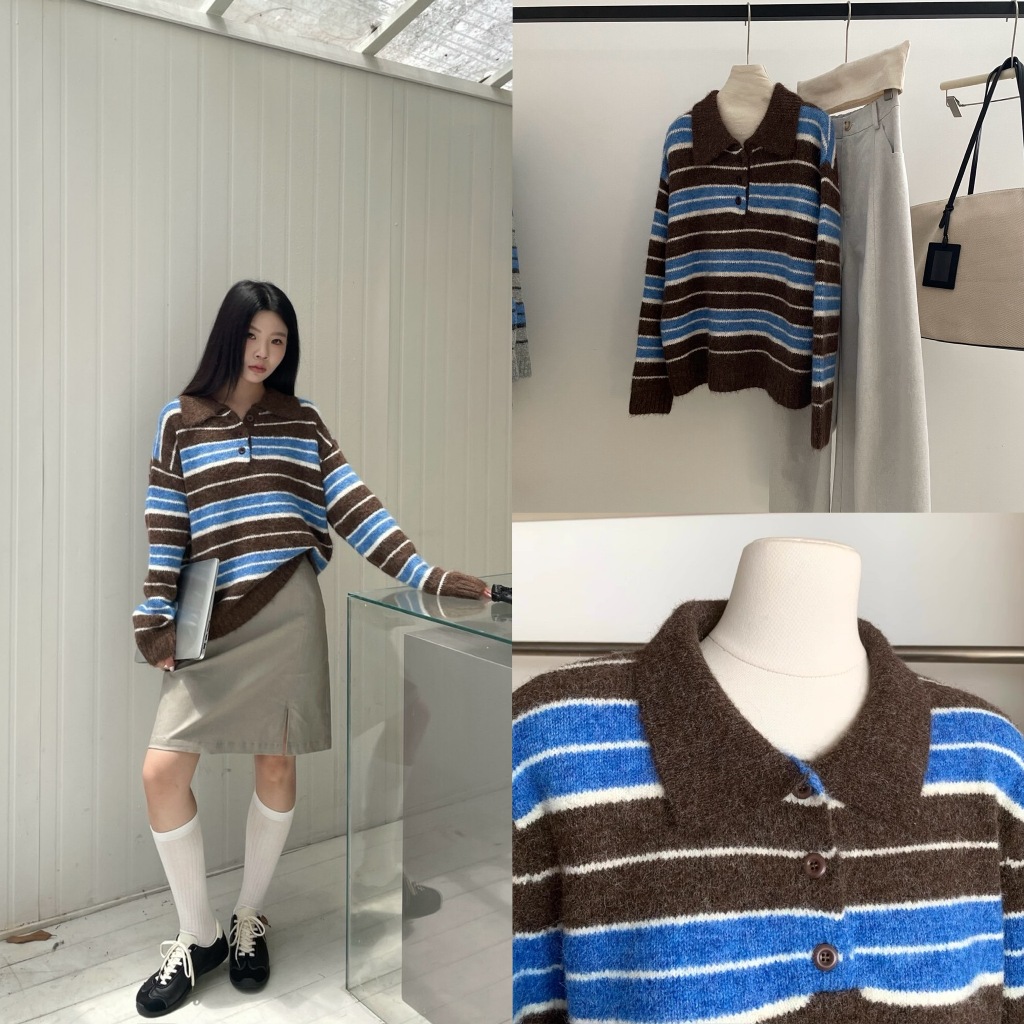 เสื้อสเวตเตอร์คอโปโลสไตล์เกาหลี 3133