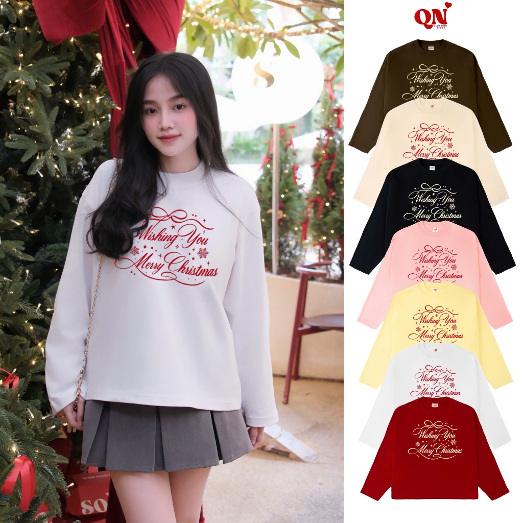 VOUCHER Wish You เสื้อยืดแขนยาว Boxy ผ้าคอตตอนพรีเมี่ยม 2 ทางหนา โปร่ง