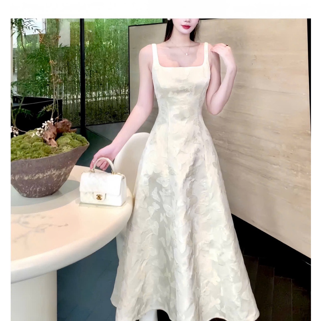 BECHIC WOMENS DESIGN DRESS ชุดเจ้าหญิงสไตล์วินเทจ เดรสผ้าคอเหลี่ยมและทรงบานสําหรับออกไปปาร์ตี้หรูหรา