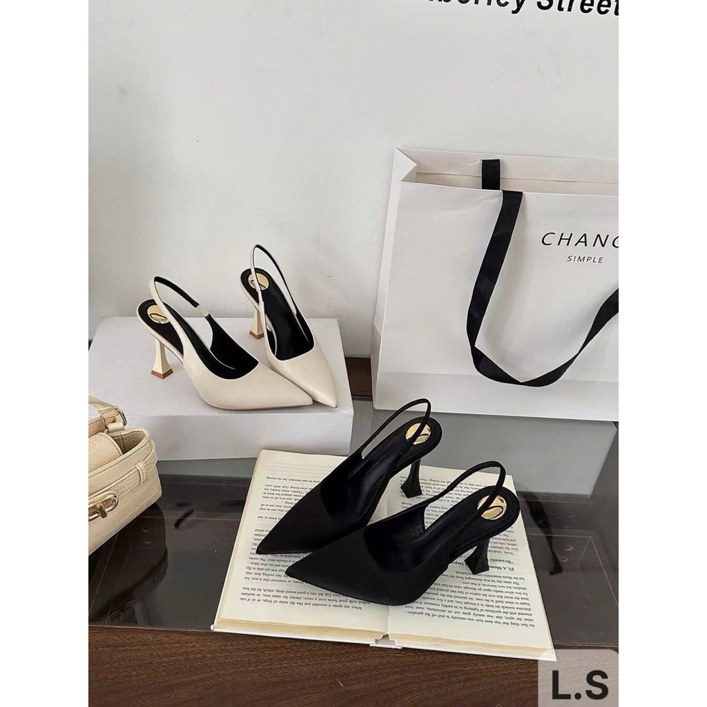 1028 LunaClassy รองเท้าส้นสูงเปิดหลังส้นรองเท้า 7P LS537FD