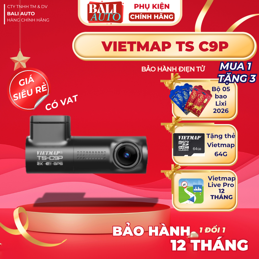 <Genuine>กล้อง VIETMAP TS-C9P ฟรีเวียดนาม Live pro 12 เดือน - การบันทึกด้วย GPS, แบตเตอรี่ Supercapa