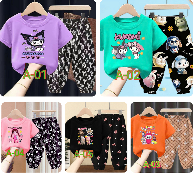 COMBO OF 5 OUTFITS FOR GIRLS WITH BEAR PANTS (CODE A)
