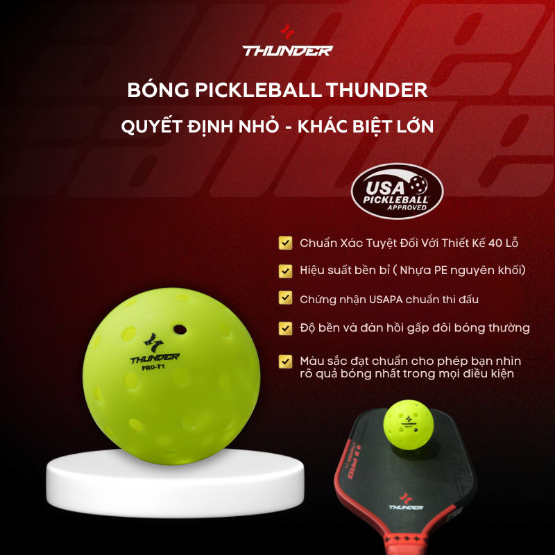 [THUNDER] Thunder Pro-T1 Pickleball (Single Set 1 ชิ้น) - Competition Standard ทนทาน มั่นคง