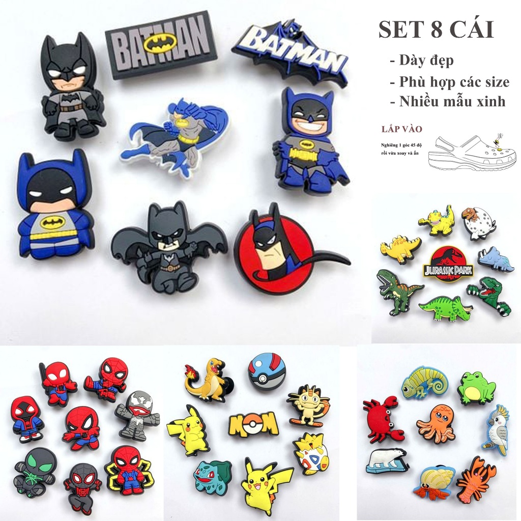 SET OF 8 CHARMS อุปกรณ์เสริมไอคอนรองเท้าแตะน่ารัก หนา 3D รองเท้าแตะ jibitz สวยติด