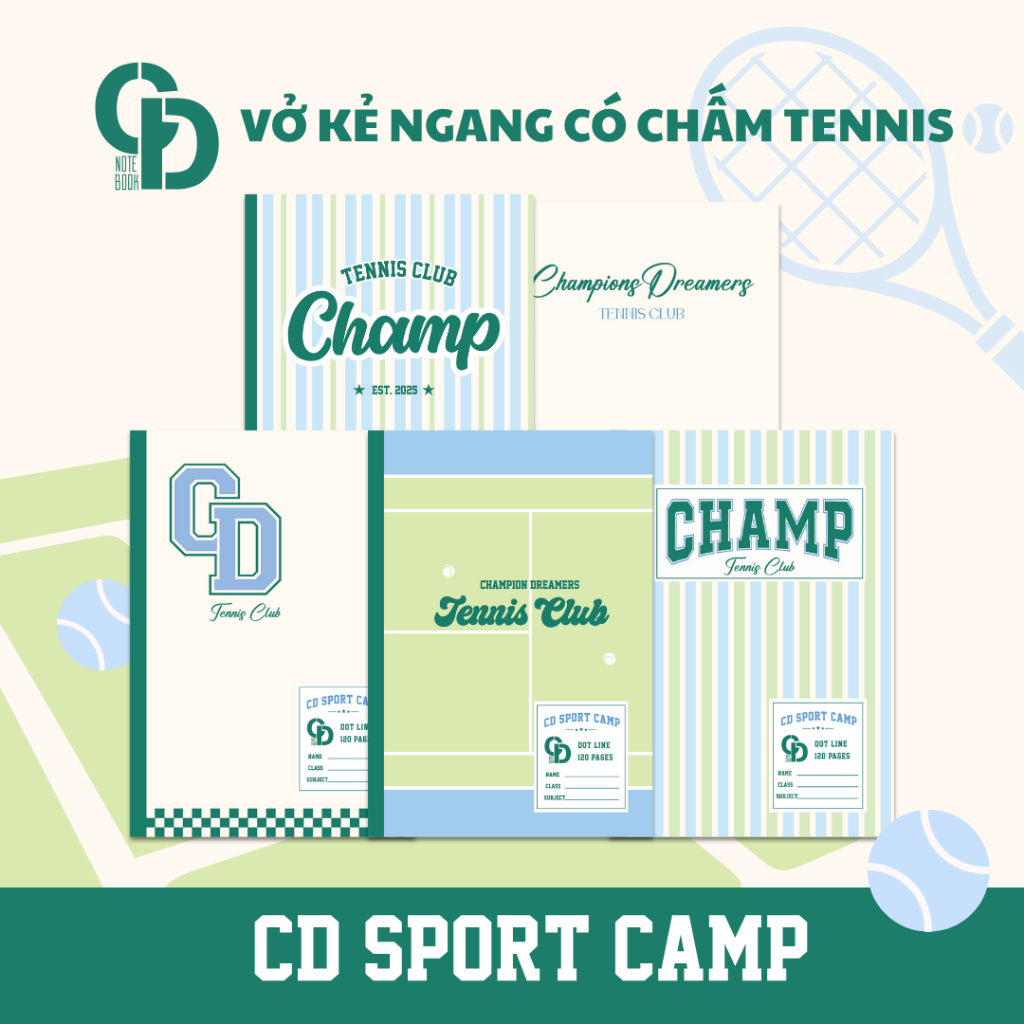 CD Sport Camp Tennis Green สมุดบันทึกแนวนอน 80 หน้า - MS: TS603
