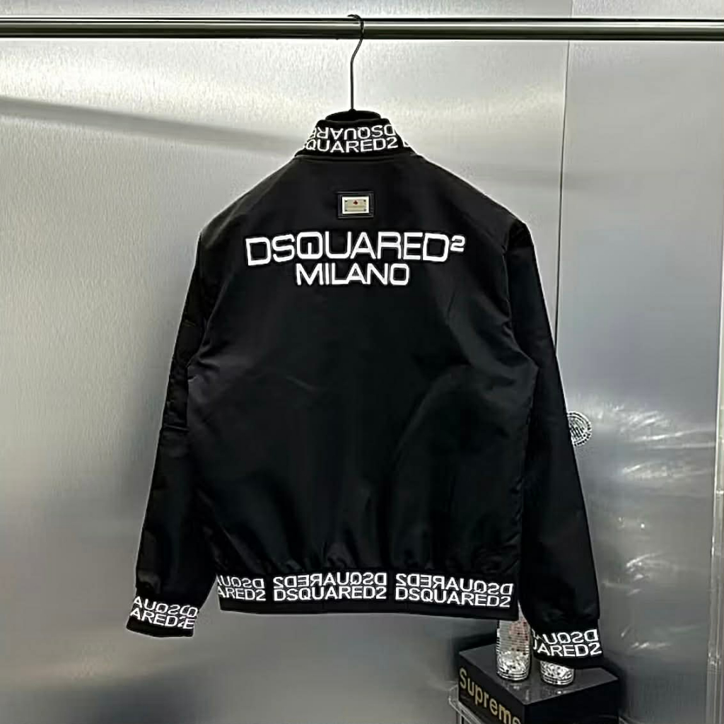 DSQ Windbreaker โลโก้เหล็กด้านหลัง DSQ Chunky เย็บปักถักร้อยสําหรับผู้ชายและผู้หญิงจาก Unisex