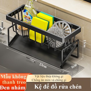 Kệ để đồ rửa chén MAOKE giá để rửa bát cạnh bồn bằng thép carbon chống gỉ sét kèm khay hứng nước tiện dụng
